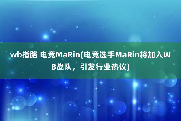 wb指路 电竞MaRin(电竞选手MaRin将加入WB战队，引发行业热议)