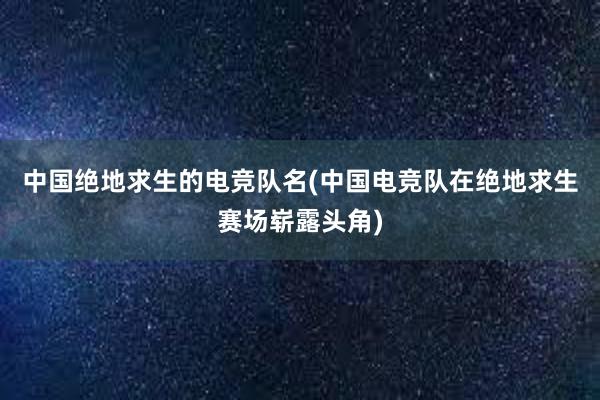 中国绝地求生的电竞队名(中国电竞队在绝地求生赛场崭露头角)