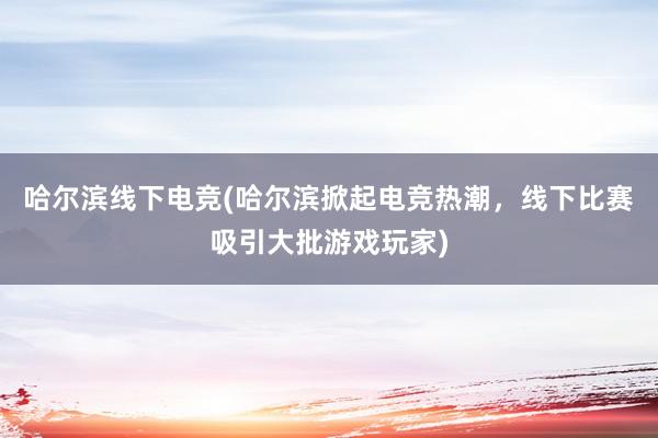 哈尔滨线下电竞(哈尔滨掀起电竞热潮，线下比赛吸引大批游戏玩家)