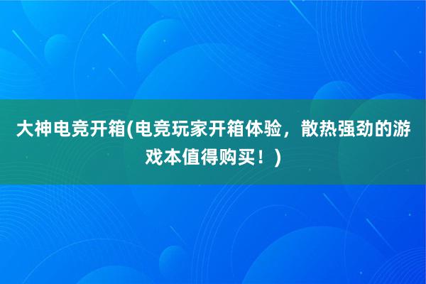 大神电竞开箱(电竞玩家开箱体验，散热强劲的游戏本值得购买！)