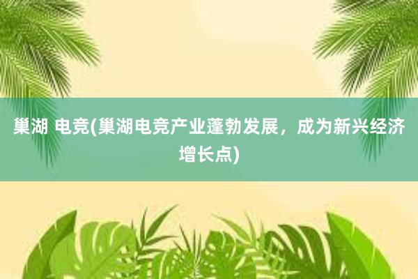 巢湖 电竞(巢湖电竞产业蓬勃发展，成为新兴经济增长点)