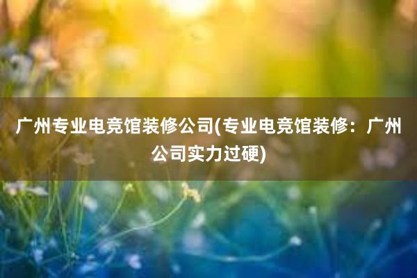 广州专业电竞馆装修公司(专业电竞馆装修：广州公司实力过硬)